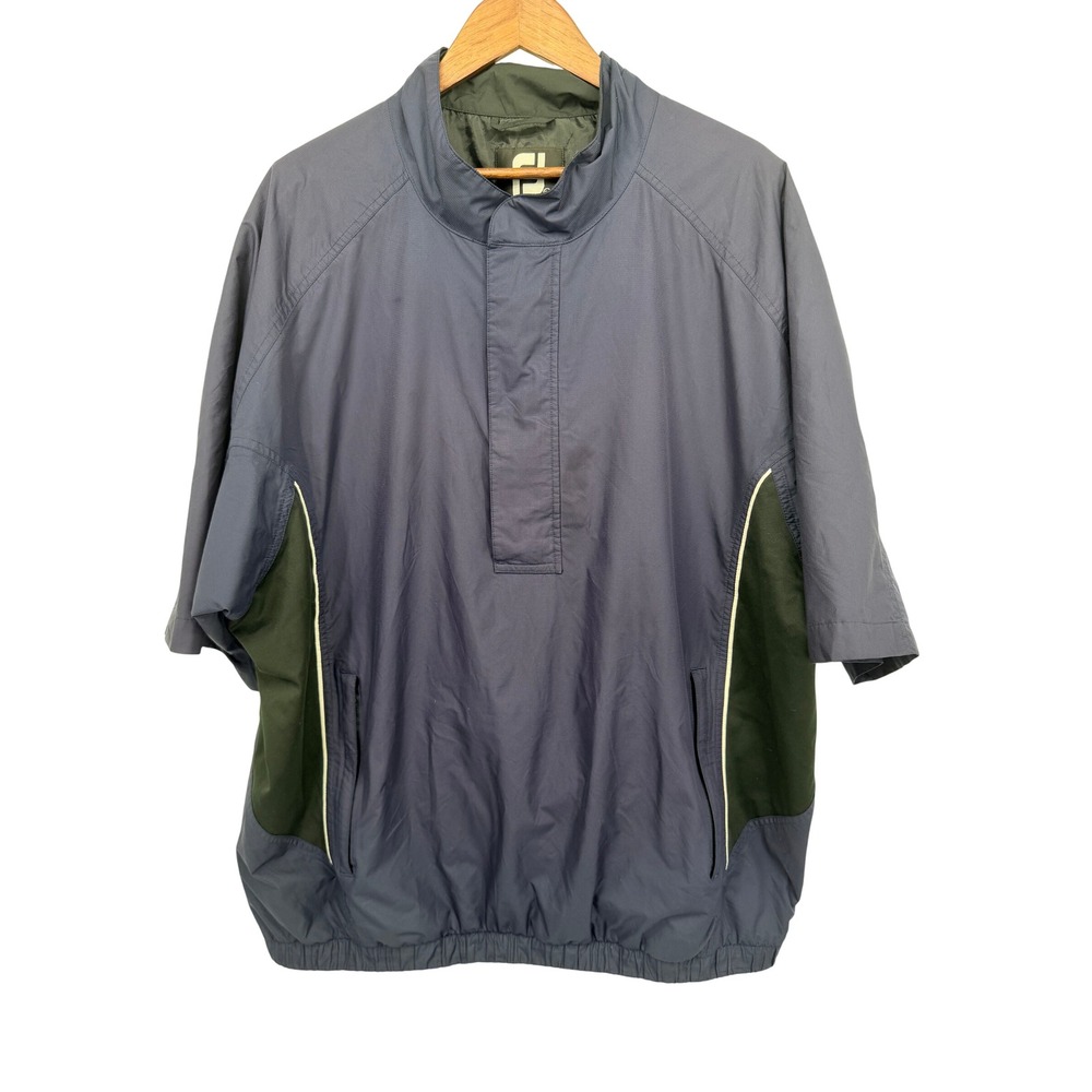 FootJoy DryJoys Windshirt Mens XXL Navy Blue Short Sleeve Golf Pullover